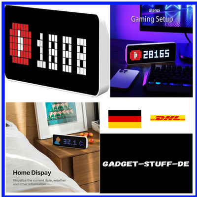 Retro Pixel Art Anzeigetafel | Digitaler Wecker mit Wetter & Pomodoro