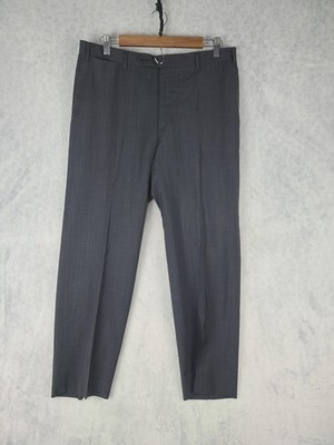 Canali Pants Mens 34 Travel Dress Slacks Flat Front Made Italy Gray Wool