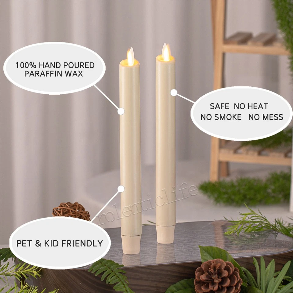 Set of 6 Luminara Flameless Battery Taper Candles Remote Moving Wick 8" - Image 4 of 4