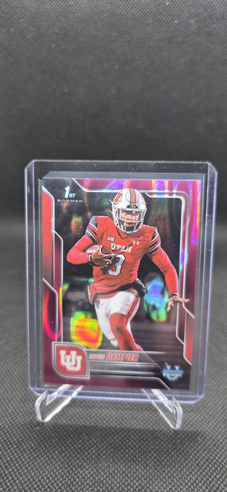 Devon Dampier 1st Bowman Pink Lava Refractor!! 2025 Bowman U Chrome #3 - Utah QB