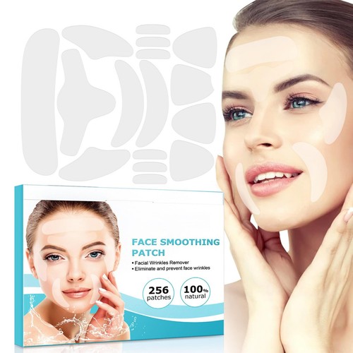 Anti-Falten-Pflaster Set – 256 Stück, Wiederverwendbare Silikon-Streifen Für Gesicht, Gegen Augen- & Stirnfalten