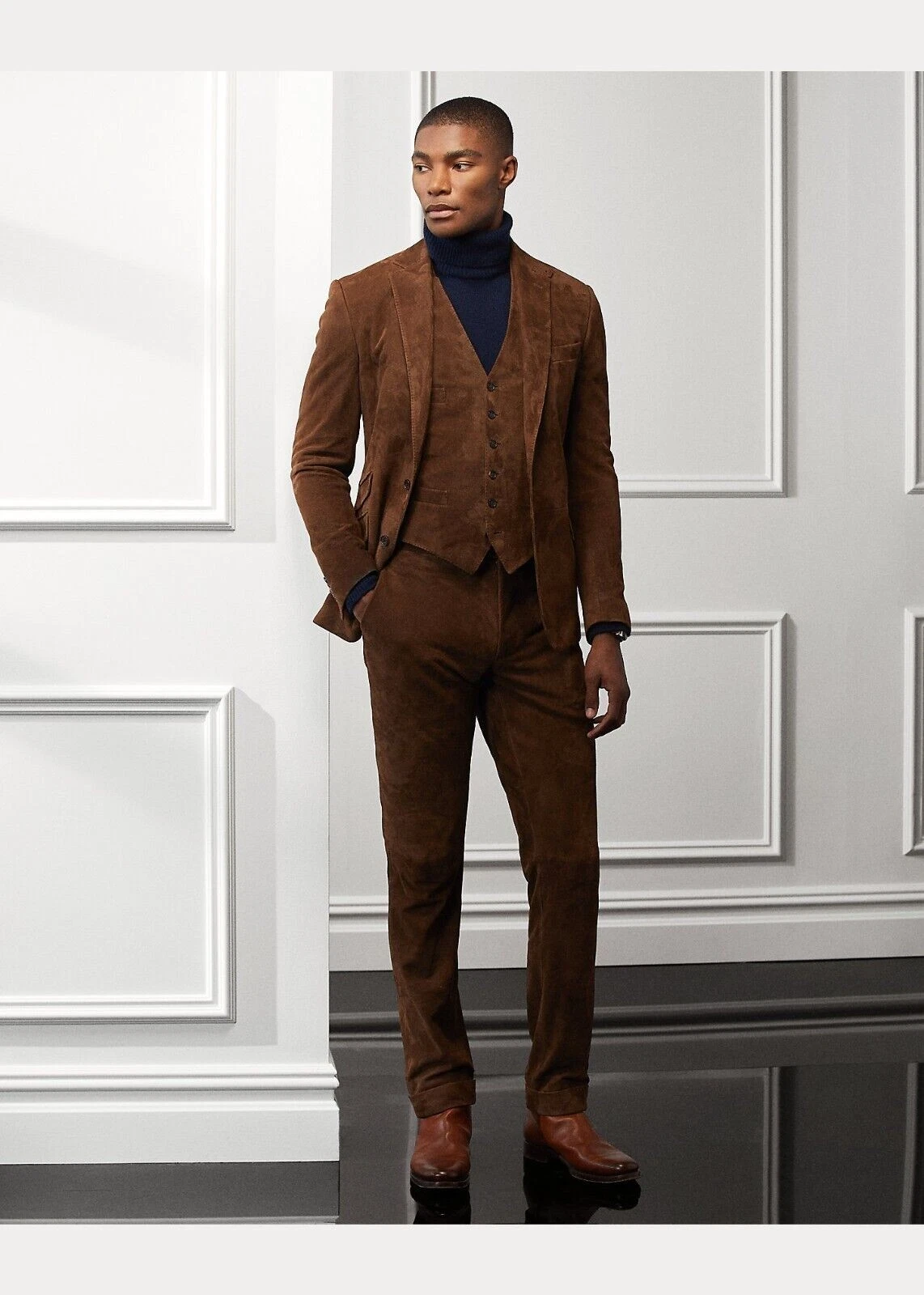 Men Leather Blazer Brown Pure Suede Coat