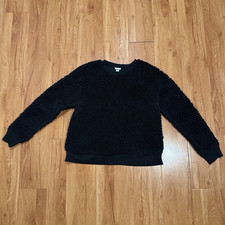 A New Day Black Women's Poly Fleece Crewneck Pullover Sweatshirt S