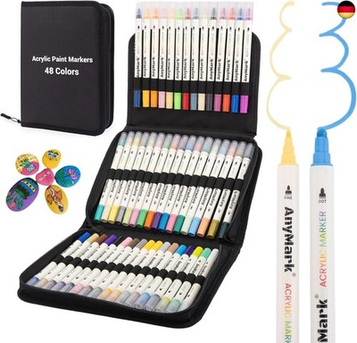 AnyMark 48 Farben Acrylstifte Set ? Wasserfeste Dual Tip Acrylmarker (Dot-Tip