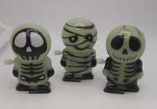 Halloween Wind-Up Glow in the Dark 2.5" Toys 2 Skeleton  1 Mummy WORKS