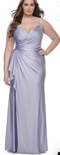 18 La Femme Rhinestone Crystal Embelished Long Prom Gown Dress Periwinkle Ruched