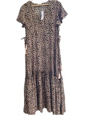 White & Co Charlie Maxi Dress Leopard Print New With Tags Sz S 10