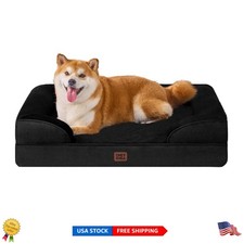 Luxury Waterproof Memory Foam Dog Bed for Large Dogs - Easy to Clean  Non-Slip