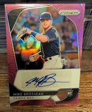 2020 Panini Prizm Mike Brosseau Pink Rookie Refractor Auto Autograph /50 RC Rays