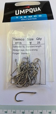 Tiemco  Size: 4 # TMC811S  '' Saltwater - big game ''  QTY: 25  Stainless Hook
