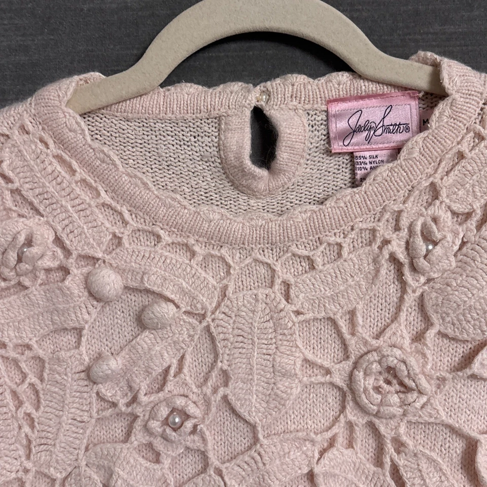 Suéter Vintage Jaclyn Smith M Rosa Angora Lana de Cordero Seda Cabaña Femenino Años 90 Foto 2 de 4