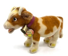 Steiff Bessy Cow 1960s Mohair ID Chest Tag 17cm 7in Felt Udder Collar Cowbell