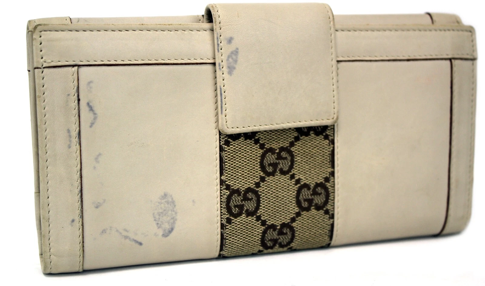 GUCCI Beige GG Monogramme Cuir Bifold Long Portefeuille Sac à Main Accessoires Italie