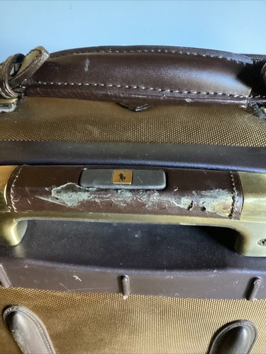 RARE VTG. POLO RALPH LAUREN Brown Travel Bag Pull Roll Wheels Carry On Luggage - Picture 6 of 13