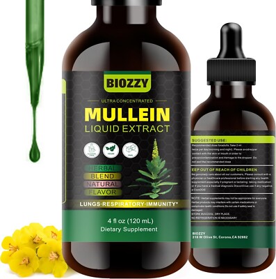 Mullein Leaf Extract Organic Lung Cleanse Drops for Lung Health Natural Herbal