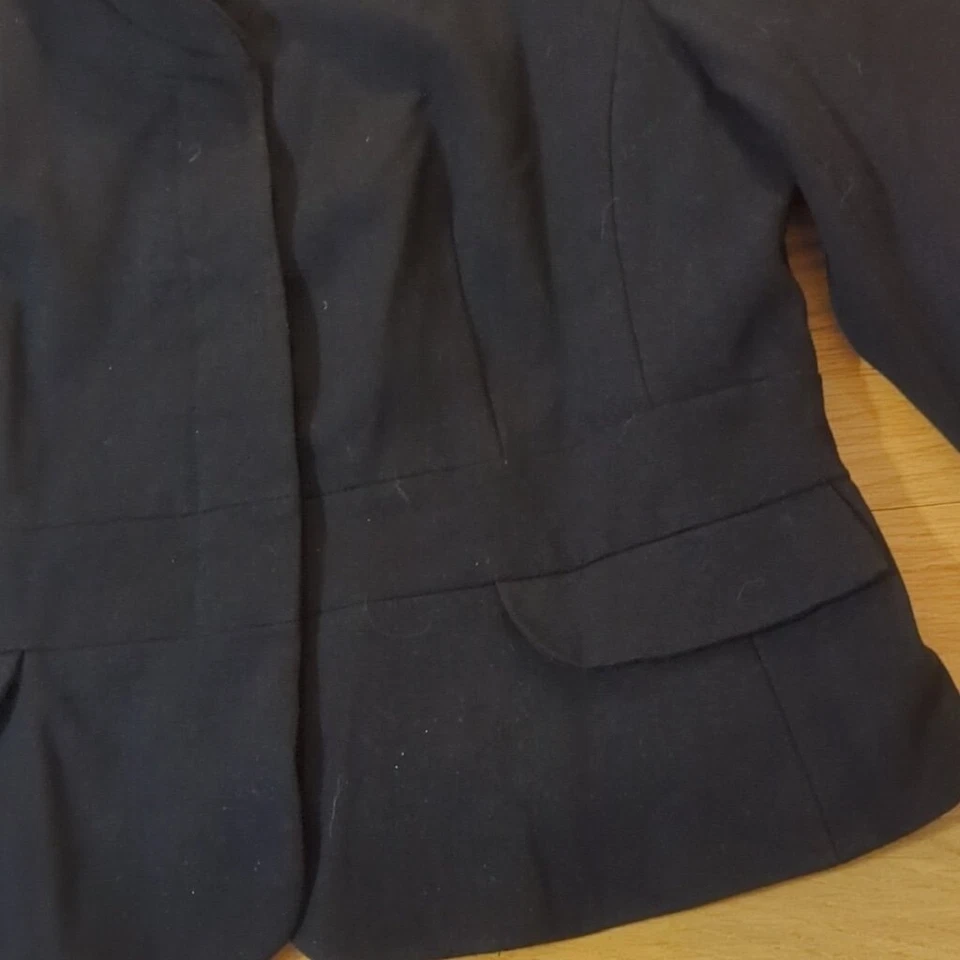 Talbots Blazer Talla 12 Negro Peplum Chaqueta Foto 3 de 4