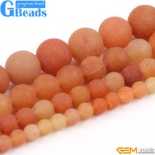 Natural Round Red Aventurine Jade Matt Stone Beads For Jewelry Making 15" Strand