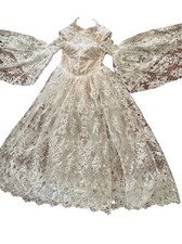 White Lace long Bell Sleeve Gown