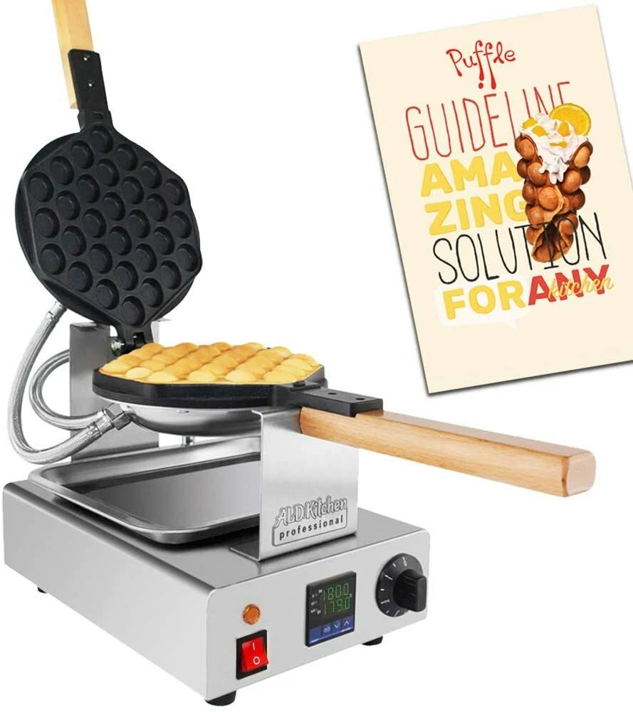 ALDKitchen Bubble Waffle Maker Commercial Iron with Digital Thermostat 110V