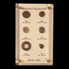 Authentic Ancient Coins from Six Empires, Genuine Coins in Acrylic Display