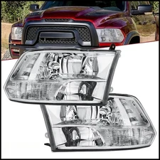 NEW Headlights Fits 2009-2018 Dodge Ram 1500 2500 3500 Quad Lamps Left&Right x2