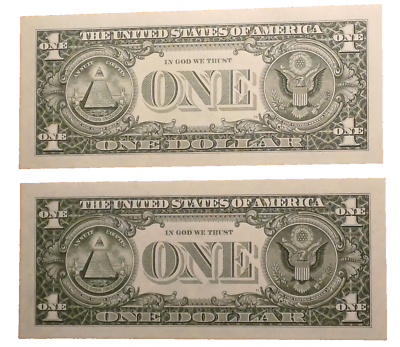 UNITED STATES 1985 ONE DOLLAR $1 TWO BILL NOTE NUMBERS SEQUENCE