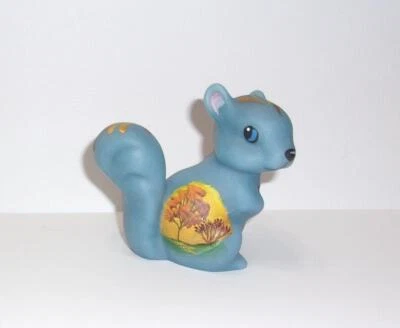 Fenton Glass Blue Autumn Scene Fall Trees Squirrel Figurine FAGCA Ltd Ed of 50 - Image 1 of 4