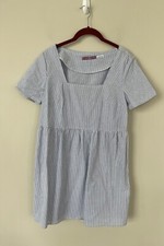 Urban Outfitters Dress Women Small Cotton Babydoll  Blue White Stripe Midi New