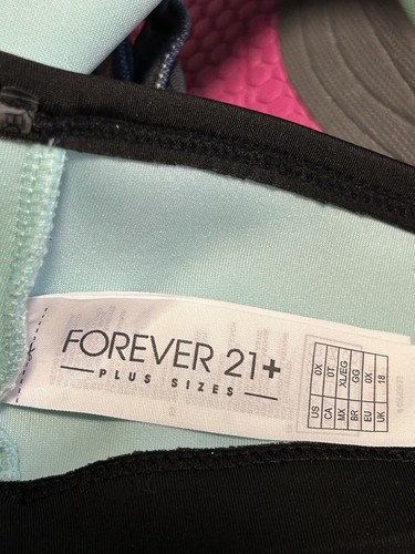 FOREVER 21 Plus Swim Bikini Bra Top Palm Tree Black Teal 0X - Picture 4 of 7