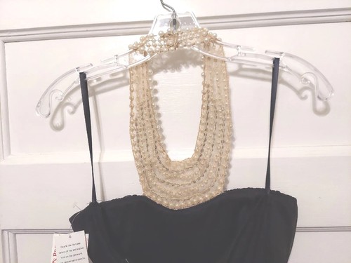 Nwts David's Bridal City Triangles Jr Size 5 Black Pearl, Rhinestoned Dress - Picture 6 of 11
