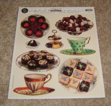 The Gifted Line ~ John Grossman 8x10 Package Sticker Sheet ~Tea & Desserts..RHTF