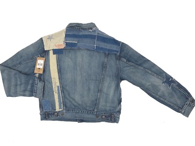 NEW $298 Polo Ralph Lauren Denim Jacket Distress Trucker Stars