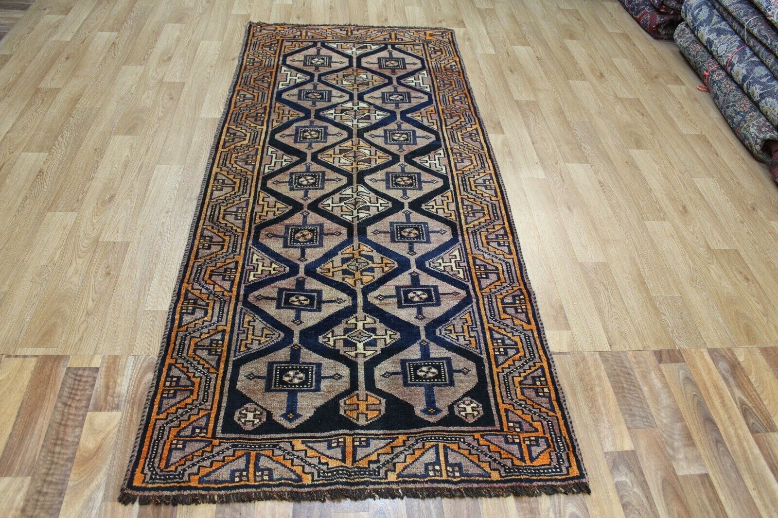 ANTIQUE NORTH WEST PERSIAN RUNNER RUG, VERY HARD WEARING 295 x 110 cm