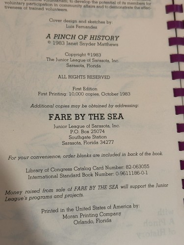 Fare by the Sea by Inc. Staff Junior League of Sarasota FL (1983, Trade Paperbac - 第 4/6 張圖片