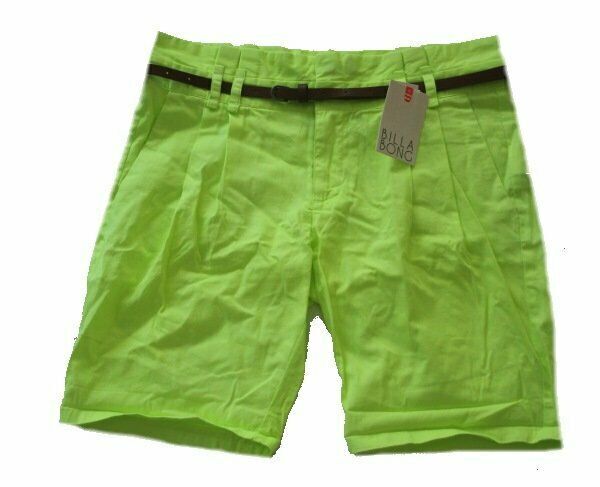 S3) Damen Shorts Kurze Hose Billabong Arli Neongelb Gelb GÜRtel Gr. S 36 Neu-image