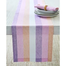 Solino Home 100% Pure Linen Table Runner for Fall Dining Kitchen Gelato Stripe