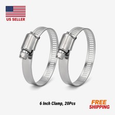 6" Stainless Steel Worm Gear Hose Clamps, Adjustable 5.5"-6.5", 20pcs