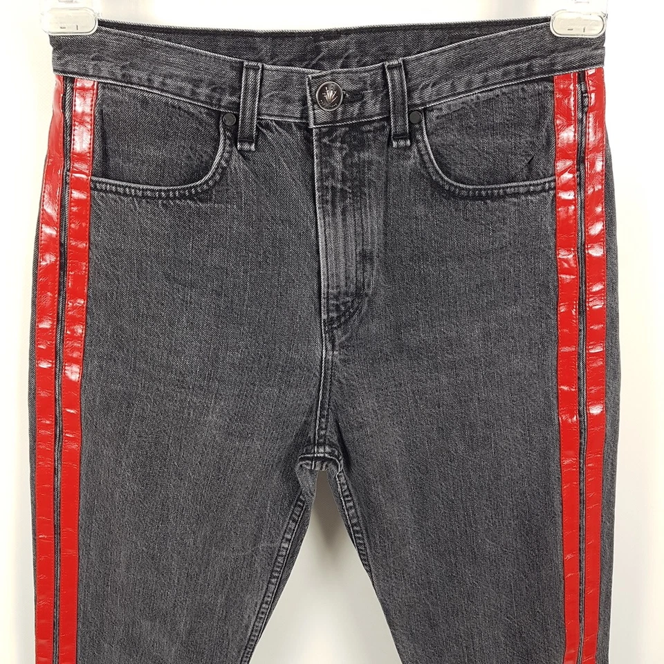 Rag & Bone Jeans Damen W28 Grau Rot Relaxed Straight Crop Streifen Denim Hose - Bild 2 von 4