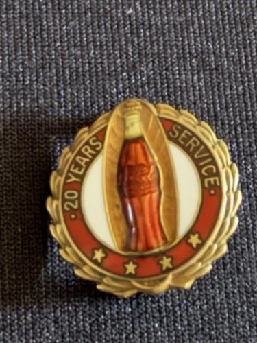 Vintage Coca Cola 20 Year Service Pin Gold Filled 15 MM Size