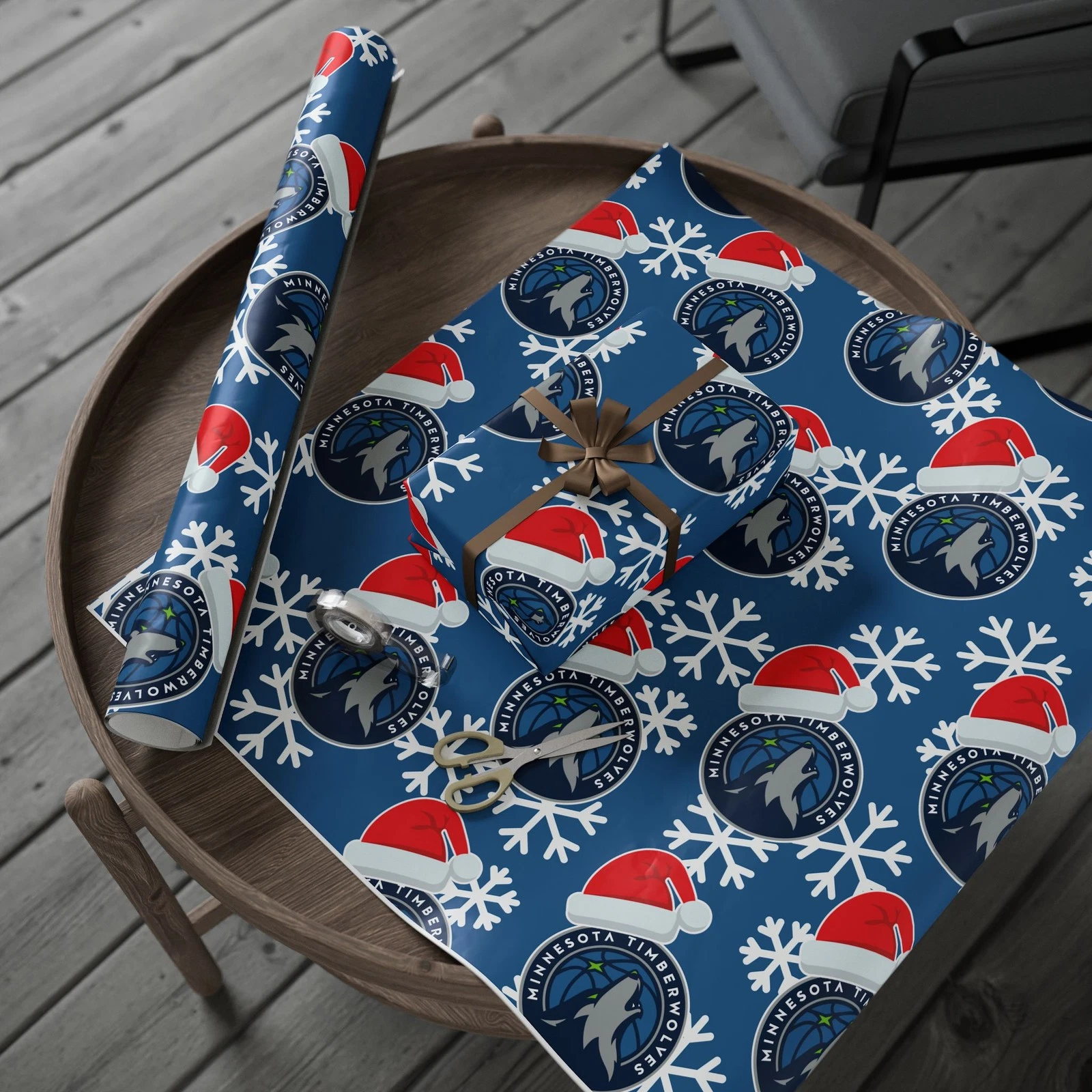 Minnesota Timberwolves Gift Wrapping Paper for Holidays, Christmas