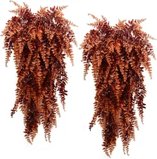 2Pcs Artificial Hanging Fall Plants Vines Fern Fake Hanging Plant Faux Boston Fe