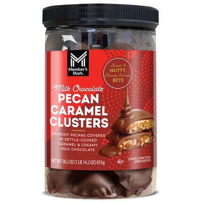 Member s Mark Milk Chocolate Pecan Caramel Clusters Candy 30.2oz Bulk Fast Ship.
