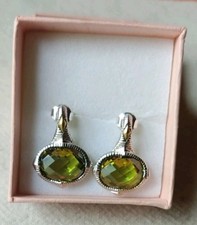 Judith Ripka Peridot Colored CZ Gemstone Earr...