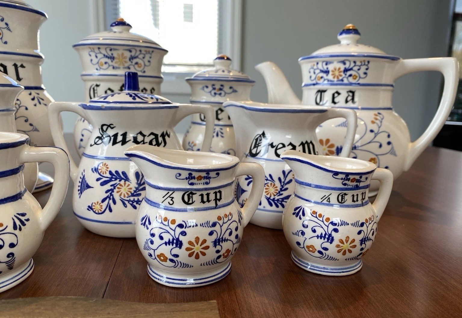 Vintage Blue & White Royal Ceramic Canister Set – 16 Pieces - Royal Sealy