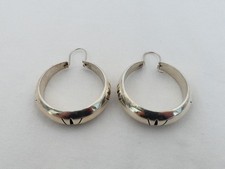 Estate Sterling Silver Taxco Wide Hoop Earrings WH-9