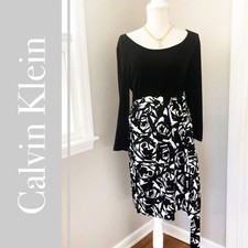 Calvin Klein Black & White Floral Print Dress