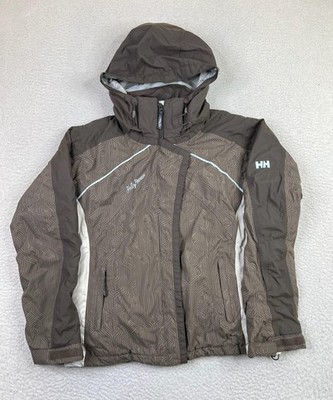 Helly Hansen Jacket Womens Large Brown HellyTech Hooded Waterproof Snow Coat