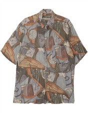 CASA MODA Mens Short Sleeve Shirt Medium Grey Patchwork JM34