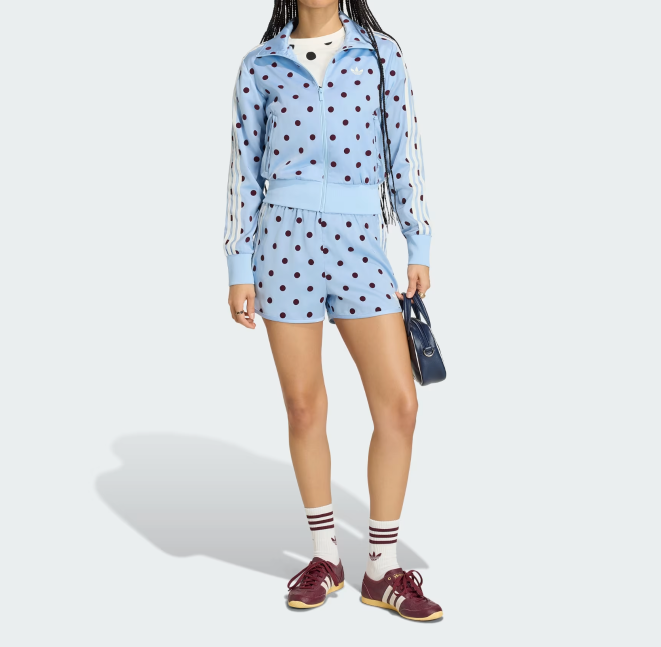 Adidas Women Originals Satin Polka Dot Track Top Clear Sky Asian