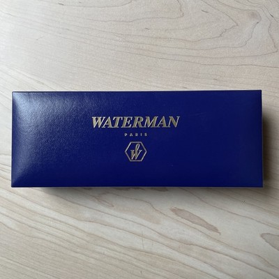 Waterman Paris *Empty* Blue & Gold Pen Case, White Satin Lined Box, Great Cond.